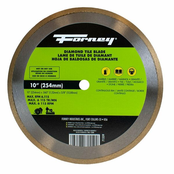 Forney Diamond Tile Cutting Blade, 10 in 71559